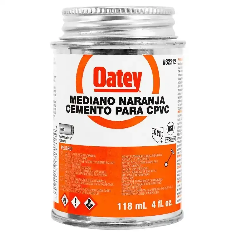 CEMENTO SOLVENTE OATEY VISCOSIDAD MEDIANA CPVC ETIQUETA NARANJA 1/32 4 OZ