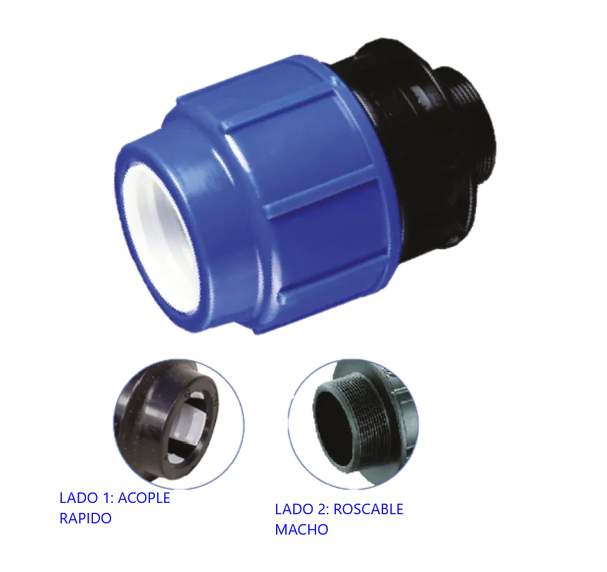 ADAPTADOR FLEX COMPRESION 32MM X 1" MACHO PP