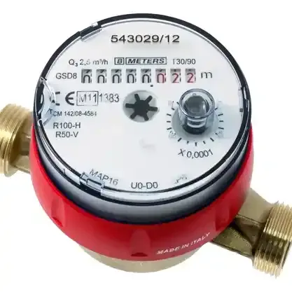 MEDIDOR CHORRO UNICO VISOR PLANO AGUA CALIENTE (30 A 90°) R160 BMETERS